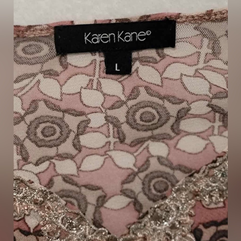 Karen Kane Translucent Bohemian Embellished Blouse Size Large - Picture 2 of 4